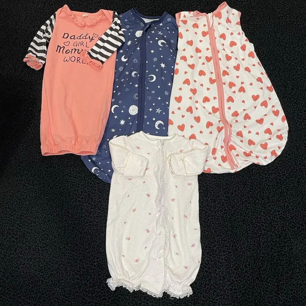 Baby Infant Sleep Sack Wrap Sleep Gown Lot of 4 Multicolor‎ Newborn 0-3M